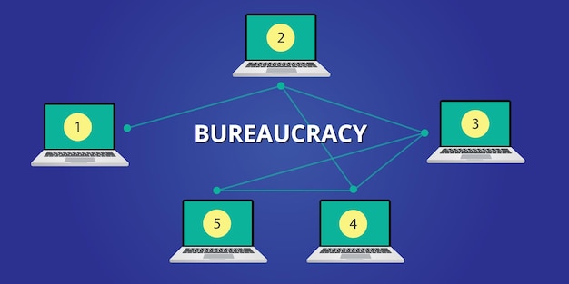 Bureaucracy concept illustration step