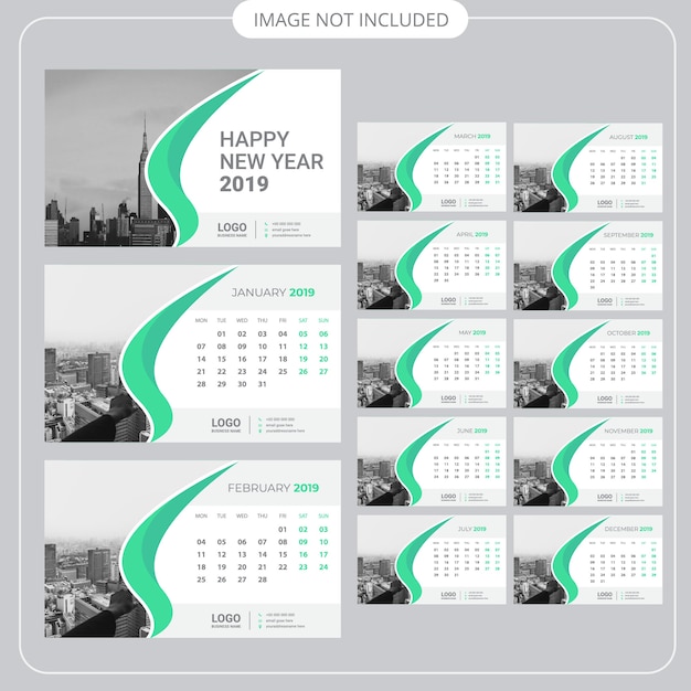 Vector bureaukalender 2019