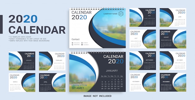 Bureaukalender 2020-sjabloon