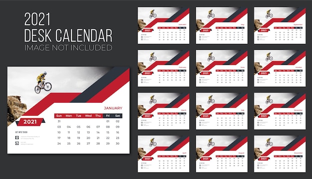 Bureaukalender 2021 Premium, Bureaukalender voor 2021, Bureaukalender 2021-sjabloon