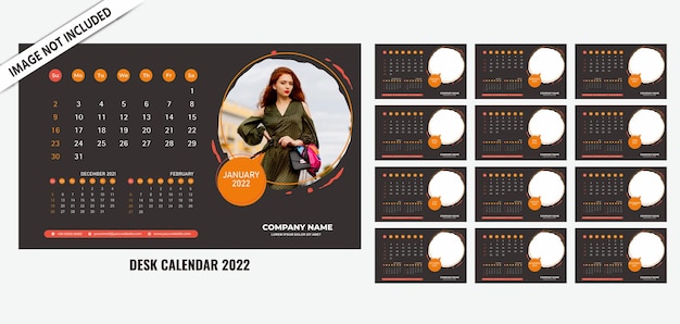 Vector bureaukalender 2022 ontwerpsjabloon