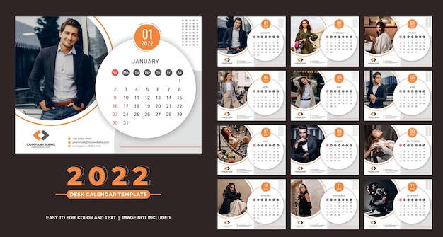 Bureaukalender 2022 sjabloon cool en elegant ontwerp