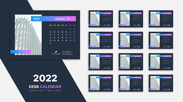 Bureaukalender 2022 sjabloonontwerp