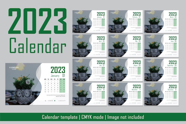 Vector bureaukalender 2023 ontwerpsjabloon