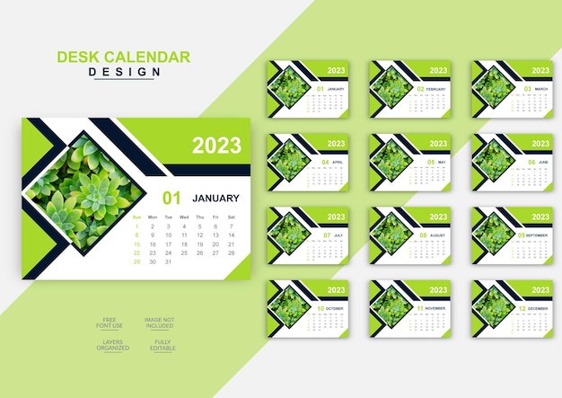 Bureaukalender 2023 planner corporate Business ontwerpset sjabloon