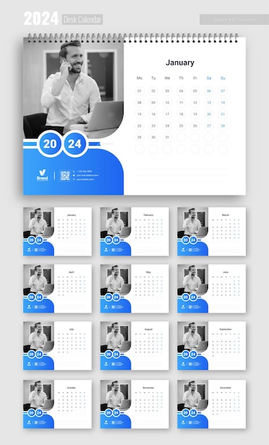 Vector bureaukalender 2024 sjabloon bureaukalender planner