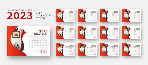 Bureaukalender ontwerp 2023, business planner kalendersjabloon