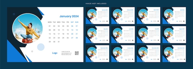 Vector bureaukalender sjabloon 2024