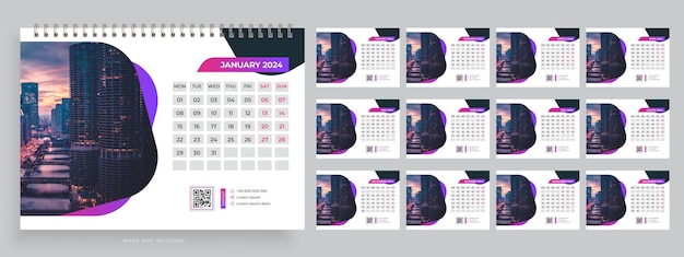 Bureaukalender sjabloon 2024