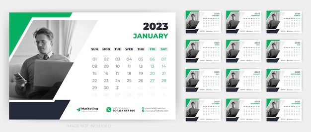 Vector bureaukalender sjabloonontwerp 2023