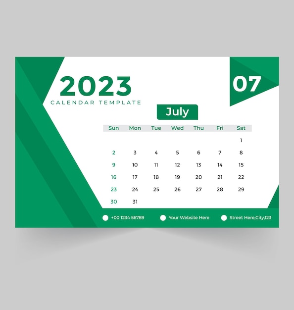 Bureaukalendersjabloon voor het nieuwe jaar 2023