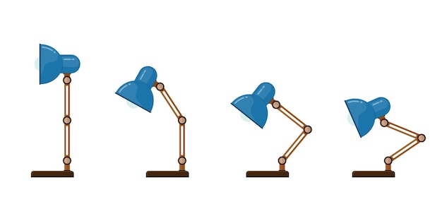 Vector bureaulamp pictogram. tafellamp in diverse standen.
