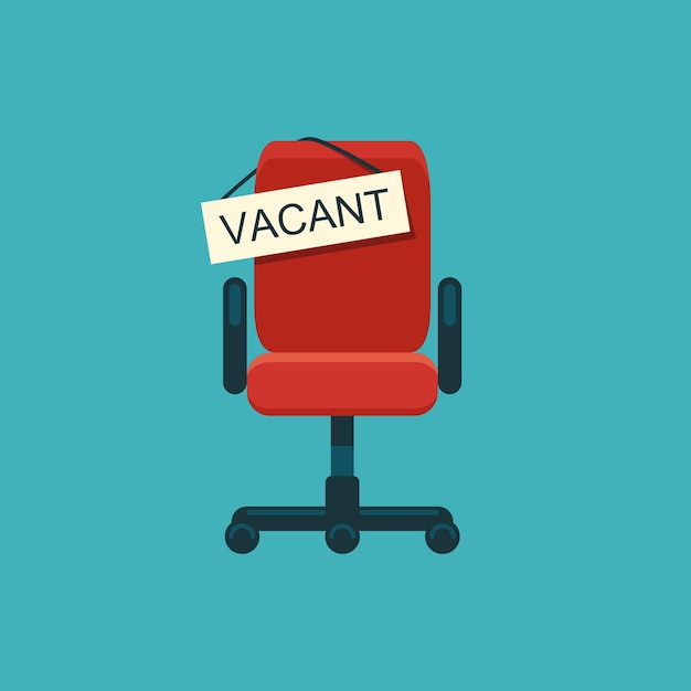 Bureaustoel en een bord vacant