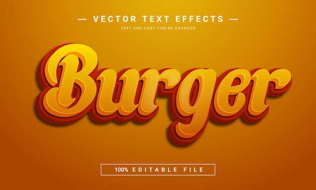 Burger 3D editable text effect template