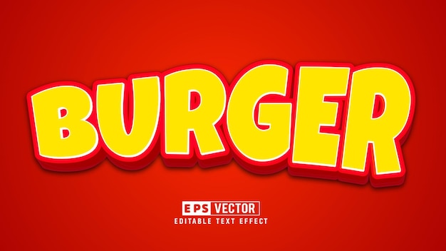 Burger 3d Editable Text Effect Vector Smart Object