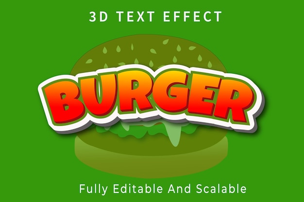 Burger 3D-teksteffect volledig bewerkbaar