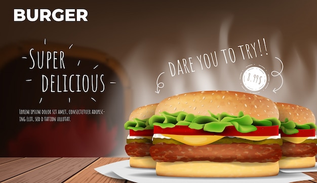 Vettore annunci di hamburger.