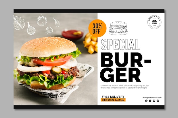 Vector burger banner template