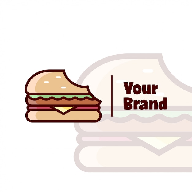 BURGER BITEN CARTOON LOGO ДЛЯ КУЛИНАРНОГО БИЗНЕСА