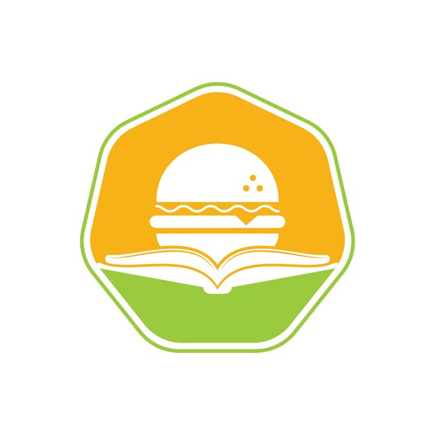 Burger book logo design vector Books and Burger Cafe Logo Isolated Vector