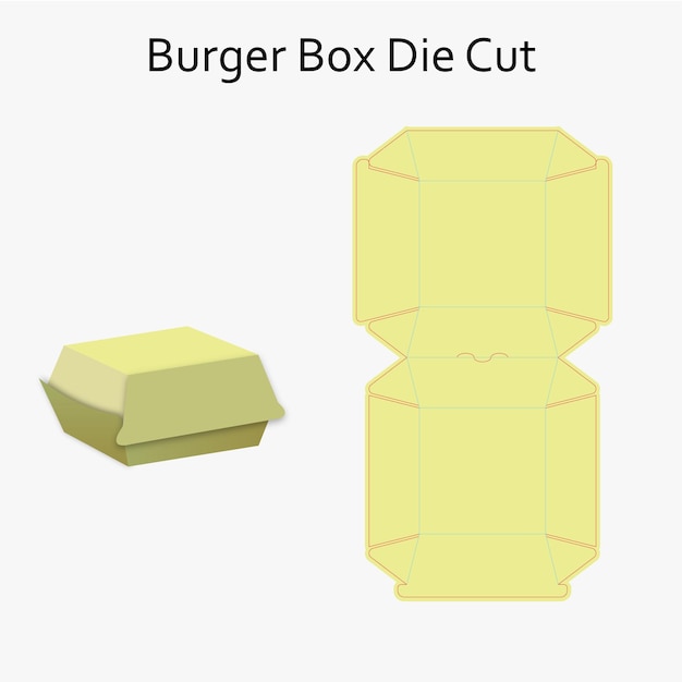 Burger box die cut design template