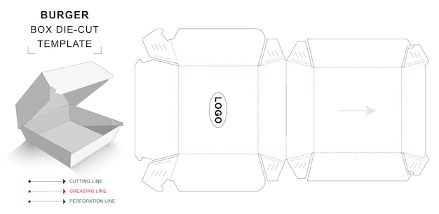 버거 상자 다이 컷 템플릿