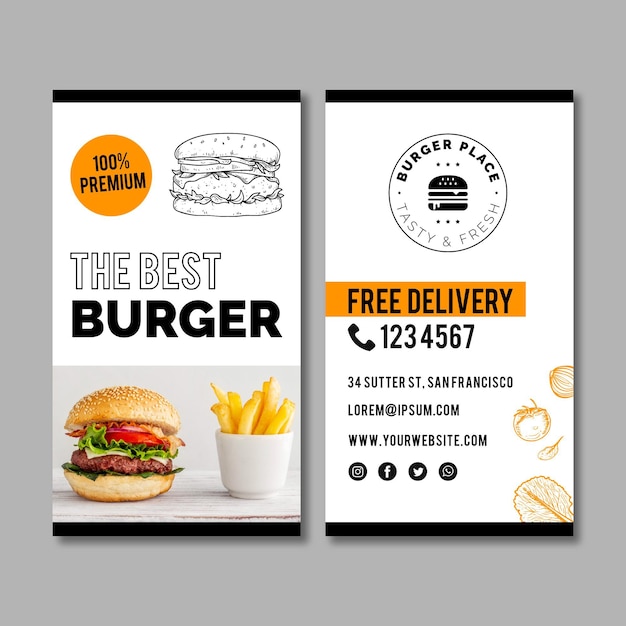 Vector burger business card template