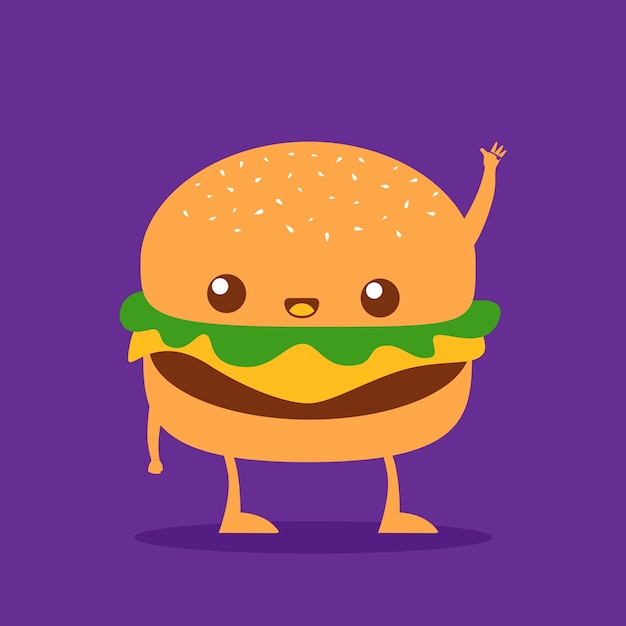 Vector burger cartoon character