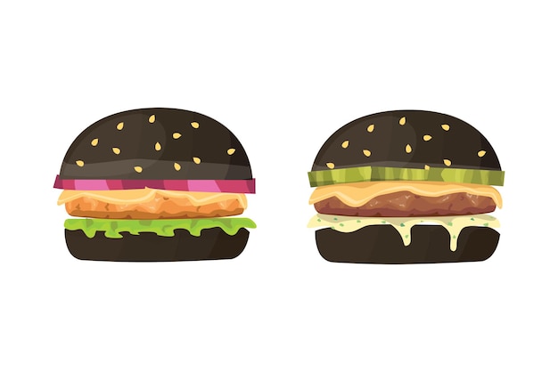 Vector burger cartoon fast food illustration