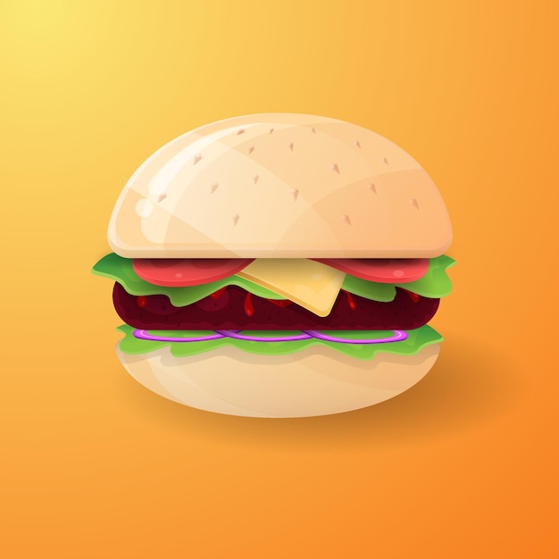 Vector burger cartoon illustration design template