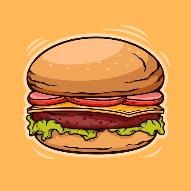 Vettore illustrazione del fumetto dell'hamburger