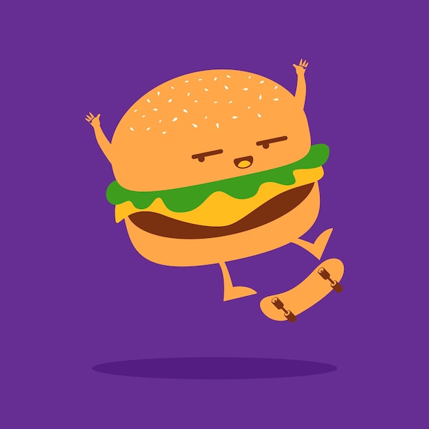 Vector burger cartoon personage