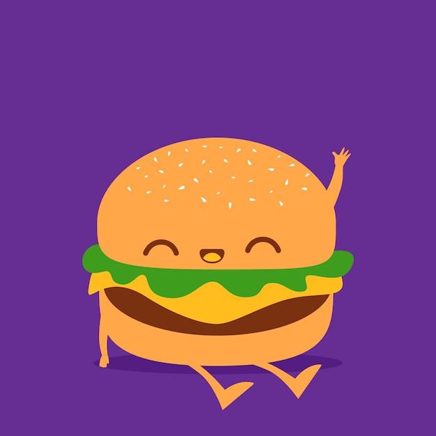 Vector burger cartoon personage