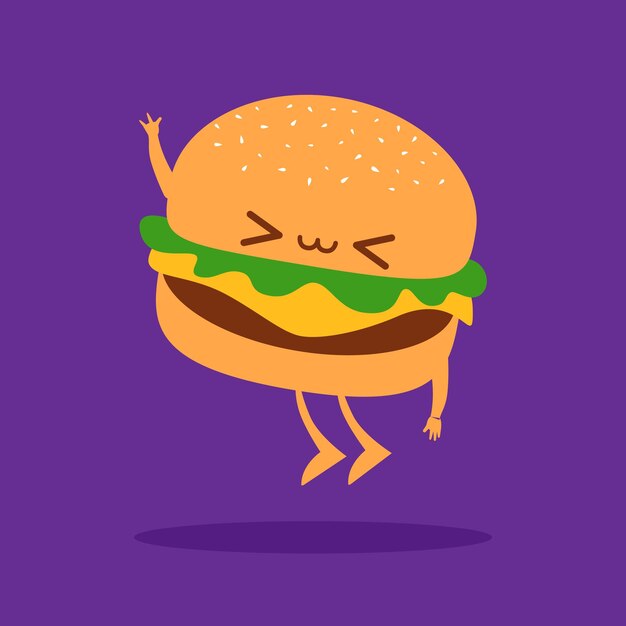 Vector burger cartoon personage