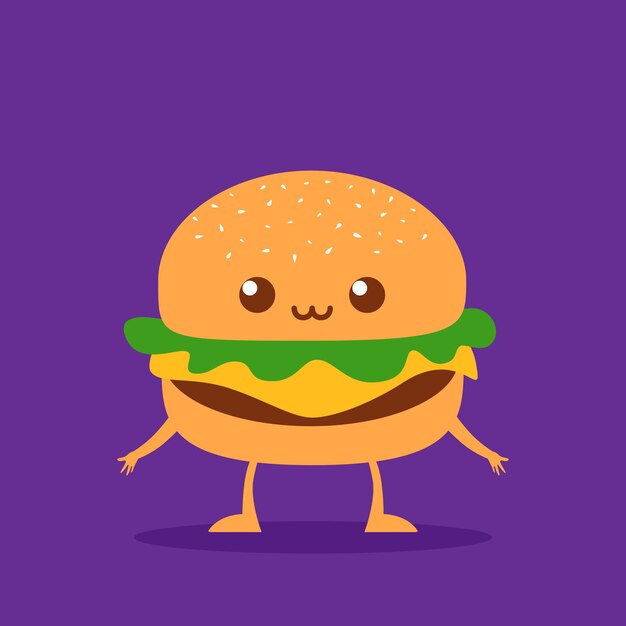 Vector burger cartoon personage