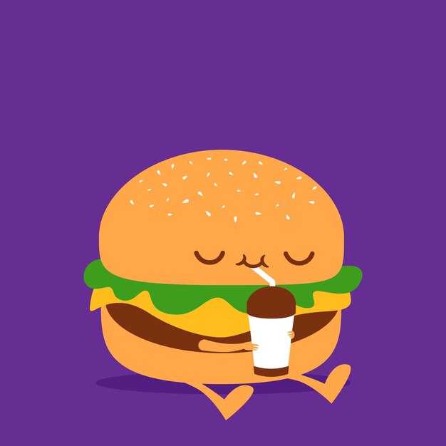 Vector burger cartoon personage