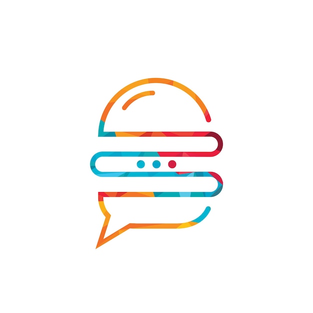 Vector burger chat vector logo ontwerp