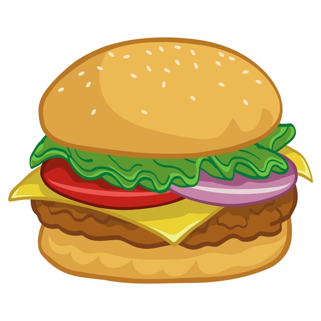 Burger Cheeseburger Hamburger Drawing Illustration Art Design Vector Template Icon