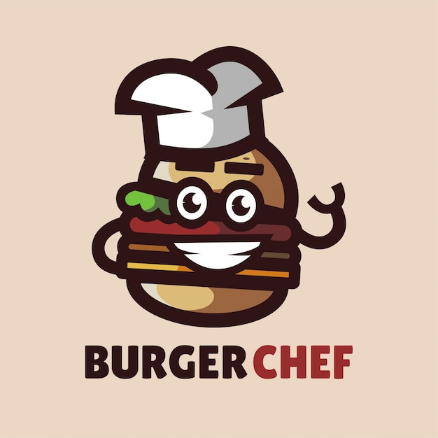 Logo mascotte chef hamburger