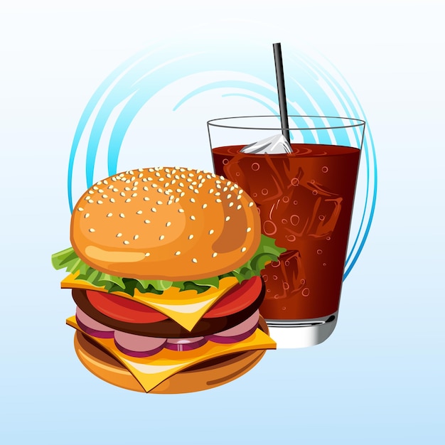 Vector burger and cola illustration
