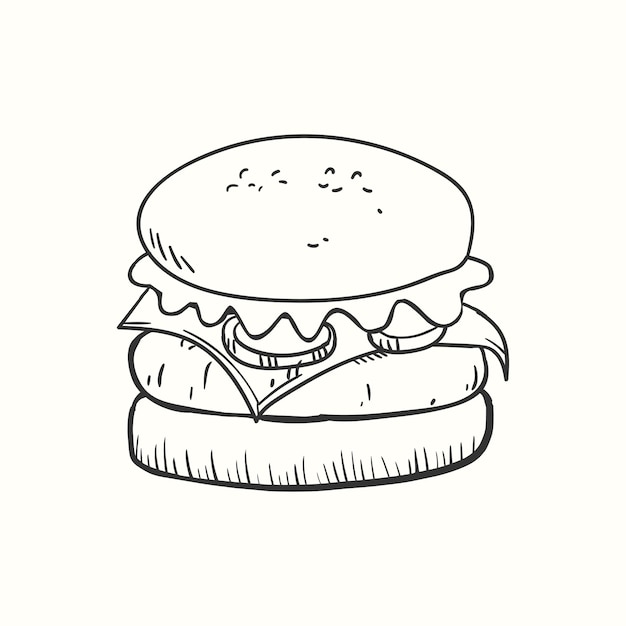 Burger doodle icon Handdrawn Burger illustration