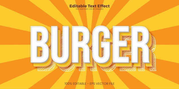 Редактируемый текстовый эффект бургера в современном трендовом стиле