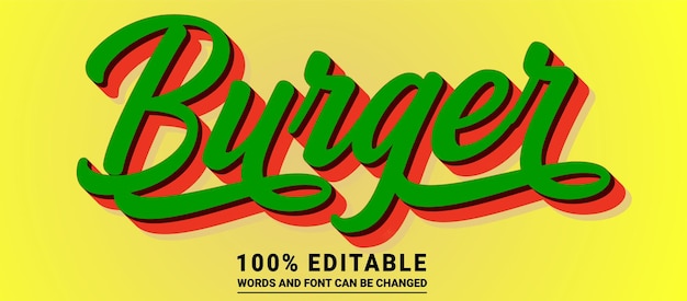 Burger Editable Text Effect Vector