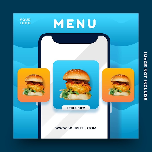 Burger eten sociale media promotie en instagram post banner poster ontwerpsjabloon