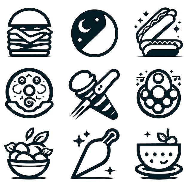 Burger and Fast Food Icon Vector Collection