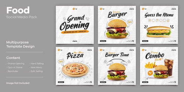 Burger fast food social media post template with paper background