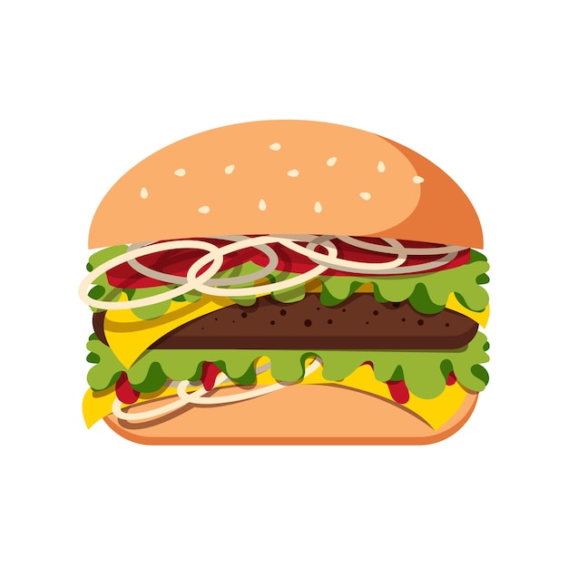 Burger fast food vector illustration isolated background flat style