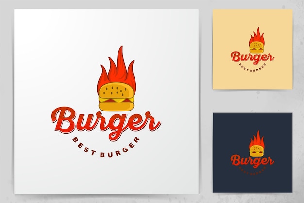 Вдохновение для дизайна логотипа burger fire shop