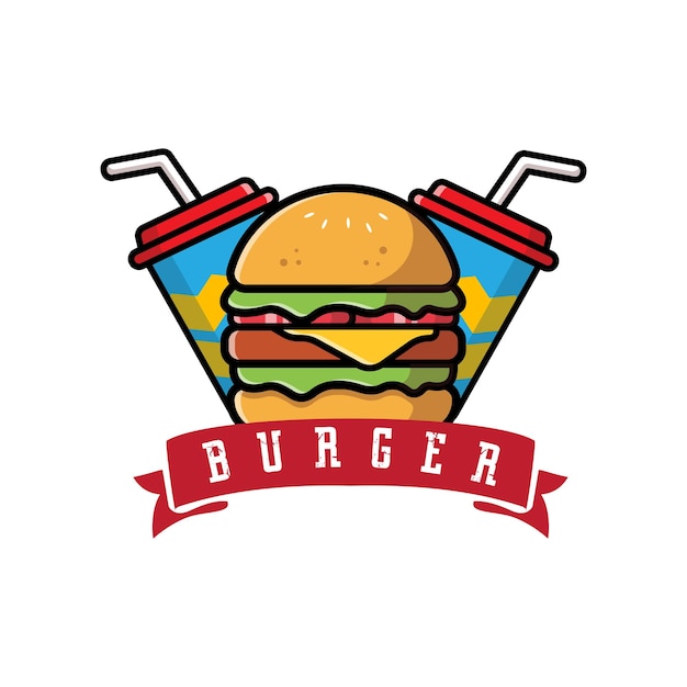 Burger food logo vector achtergrondontwerp gemaakt van brood groenten en vlees geschikt voor corporatezeefdrukstickersbannersflayers