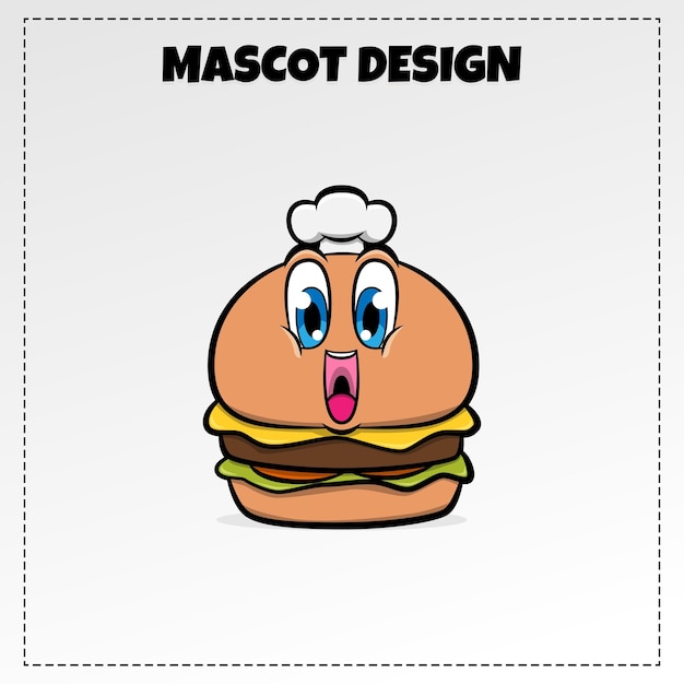 Burger food logo vector mascot illustration design